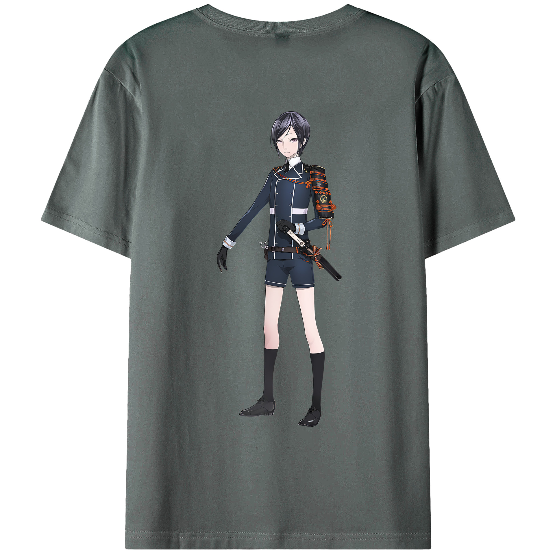 （画像用） 刀剣乱舞 Touken Ranbu 綿100％ メンズ半袖Tシャツ（バックプリント） 通気性